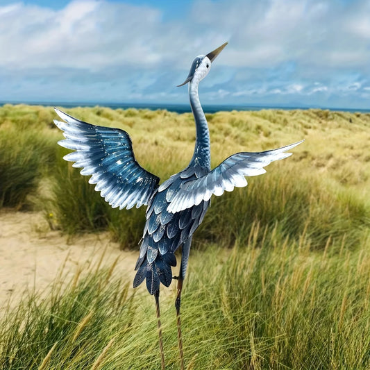 Blue Heron Metal Statue, Elegant Outdoor Garden Sculpture, Perfect for Yard, Lawn, Garden, Backyard, and Patio Decoration