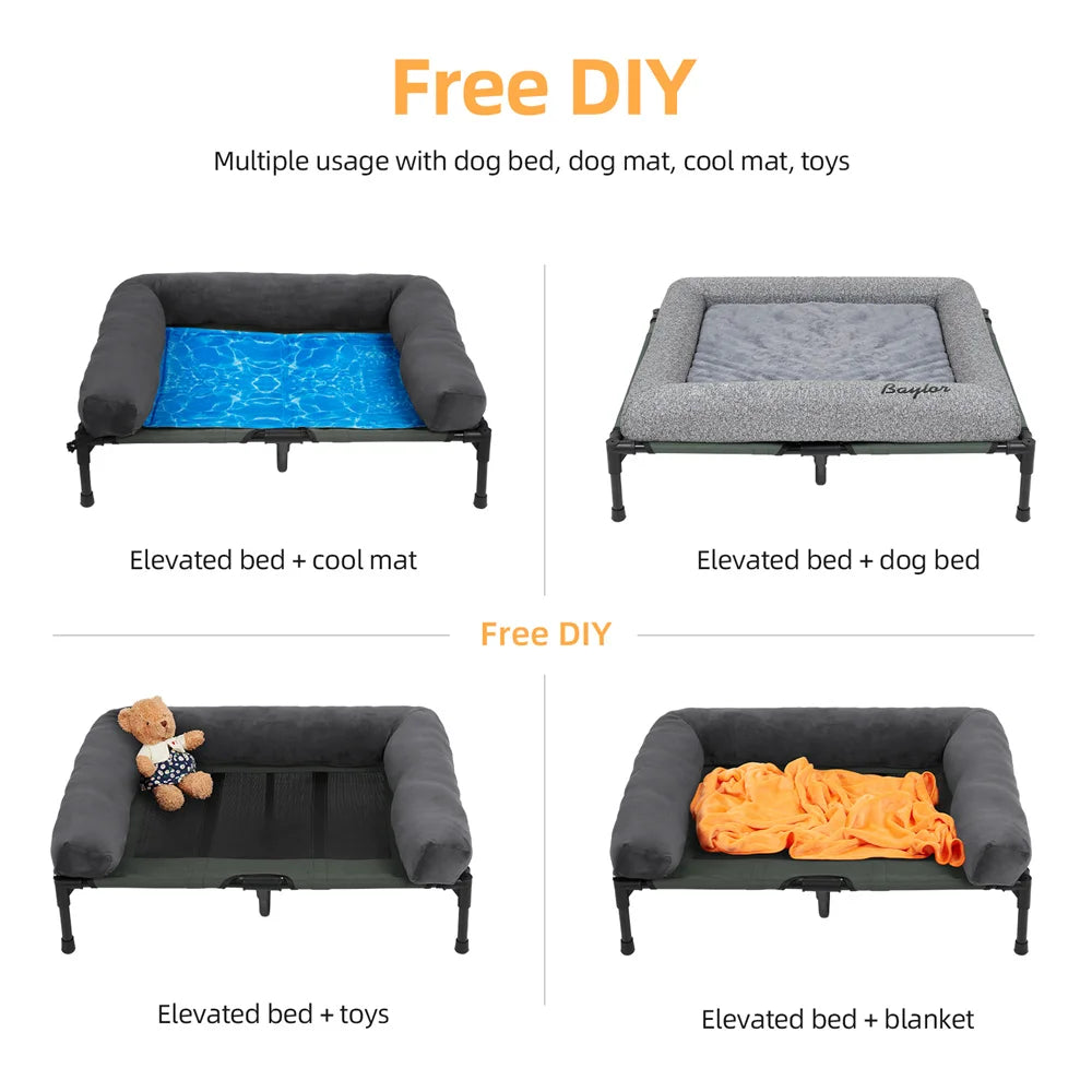 Extra Large Outdoor Raised Dog Bed With Cooling Mat