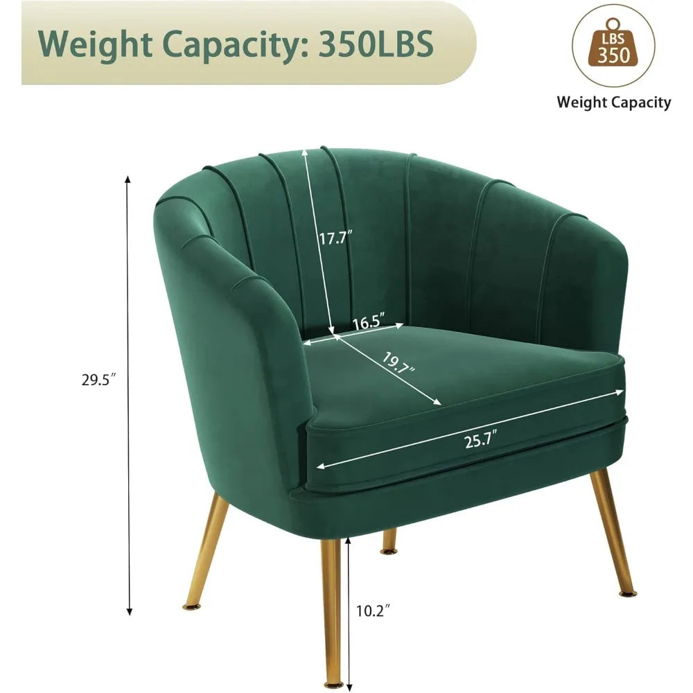 Velvet Accent Chair Set of 2 Upholstered Modern Single Sofa Side Chair Comfy Barrel Club Living Room Armchair