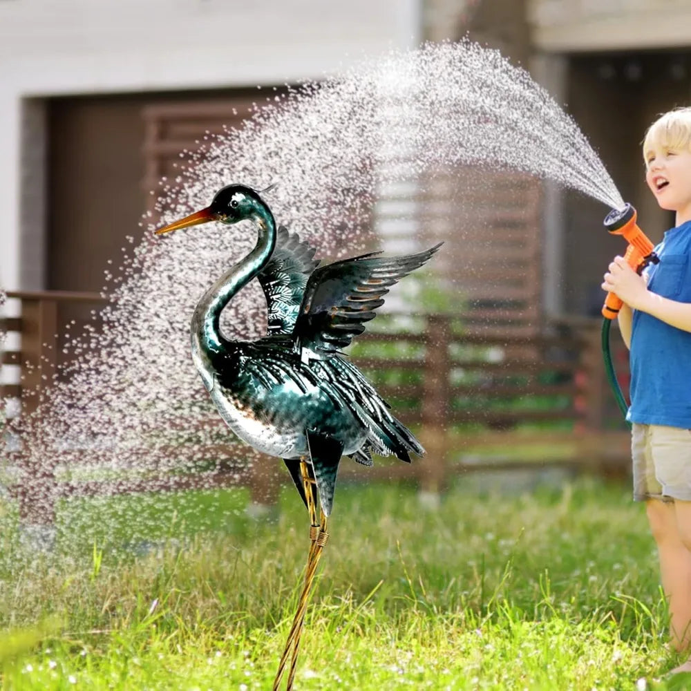 Crane Garden Statue Sculpture Metal Heron Outdoor Decor Yard Art Bird Decoy for Backyard Pond Patio Porch Lawn Decorations