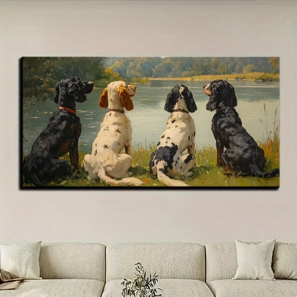 Natural Landscape Painting Victorian Decorative Art Interior Decoration 1.5 Inch Thick Pine Solid Wood Frame