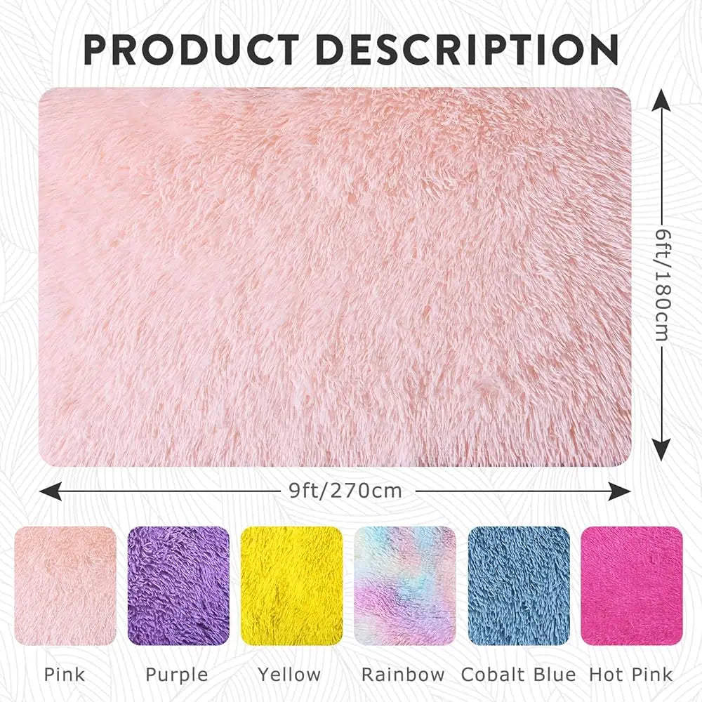 Large Shag Rugs 6 X 9 Pink Area Rug for Girls Kids Living Room Bedroom Soft Fluffy Fuzzy Plush Carpet Anti Skid Shaggy Rug
