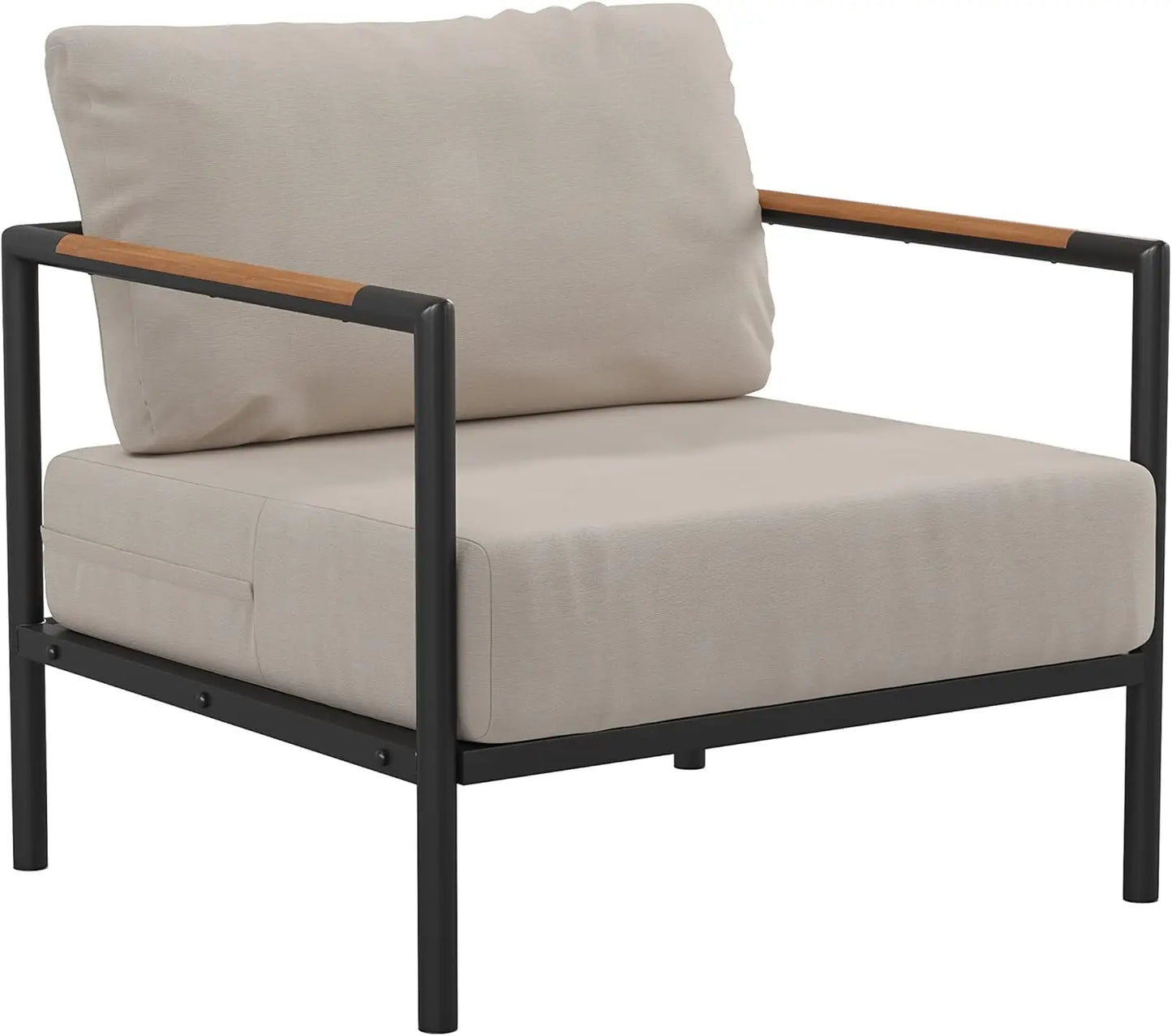 Lea Indoor/Outdoor Patio Chair with Cushions - Modern Aluminum Framed Chair