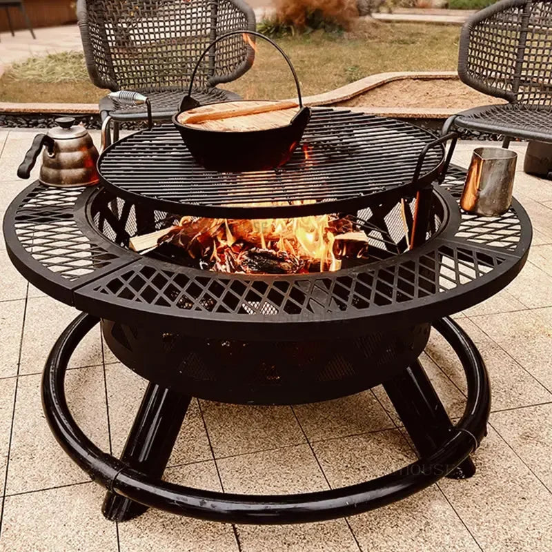 Courtyard Iron Fire Pit Outdoor Heater Charcoal Brazier Creative Multifunction Camping Barbecue