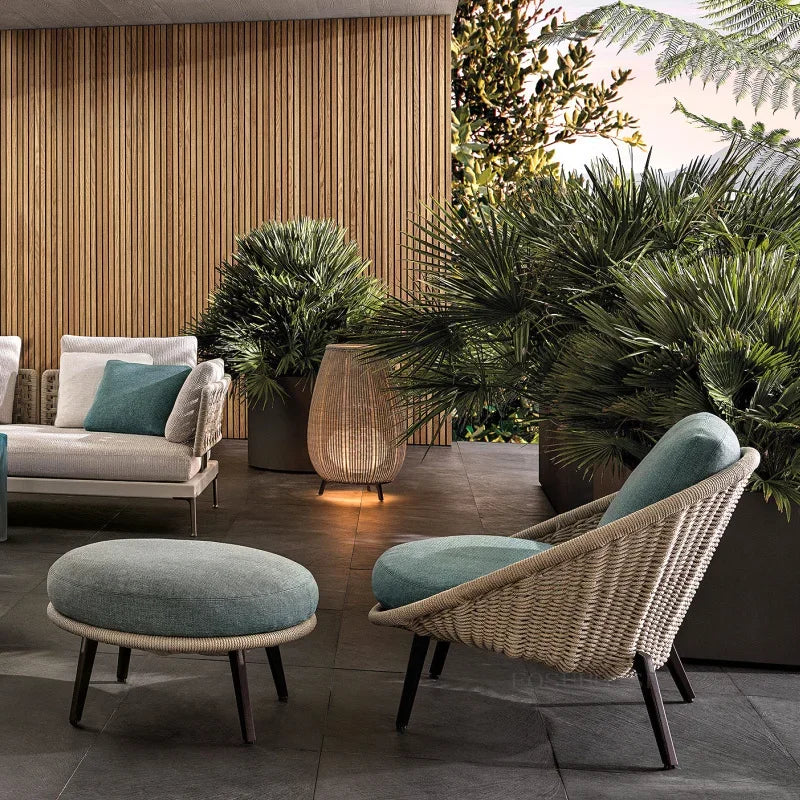 Small Apartment Nordic Patio Garden Sofa Simple Courtyard Balcony Leisure Chair Outdoor Restaurant Hotel Villa Single Sofa