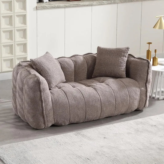 Chenille Upholstered Giant Sofa Foam Filled Floor Loveseat Couch, Accent Bean Bag Couch for Adults, Modern 2 Seater Lazy Sofa fo