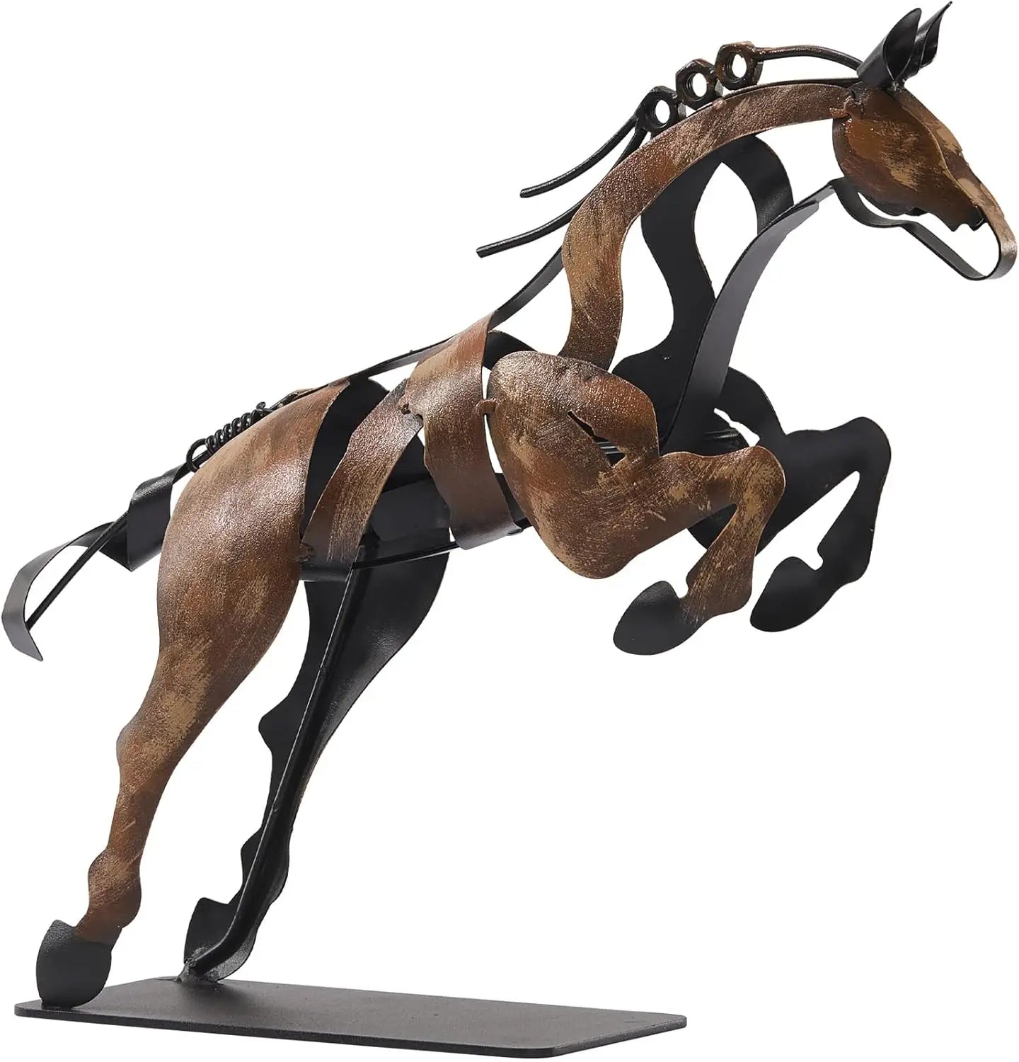 Horse Statue, Unique Metal Art Handmade Sculpture for Home Decor, Rustic Decor, Gifts for Horse Lovers (Brown)