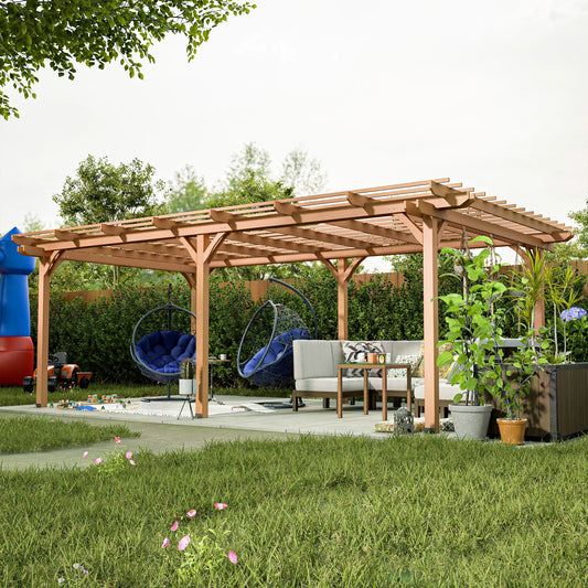 LZBEITEM Outdoor Gazebo Wooden Grape Pergola for Climbing Plants Garden Terrace Backyard Deck Brown