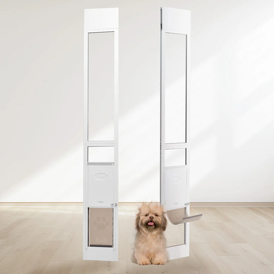 SucceBuy Adjustable Height Dog Door For Sliding Glass Doors