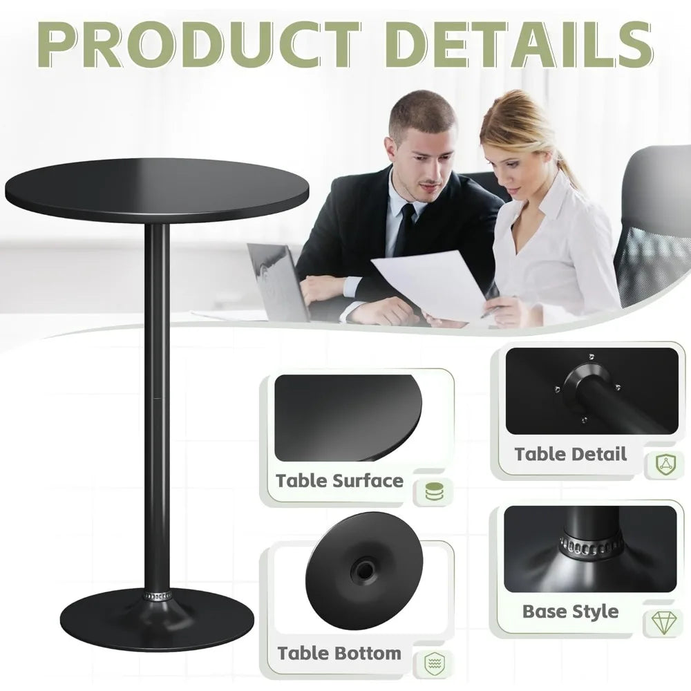 Round Bistro Pub Table 4 Pack Modern Style Metal Base MDF Top Cocktail Bar Height Dining Room Party
