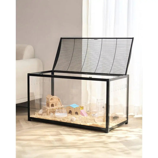 Large Clear Hamster Cage 37.8 Inch for Pet Rodents Gerbil Mouse Habitat