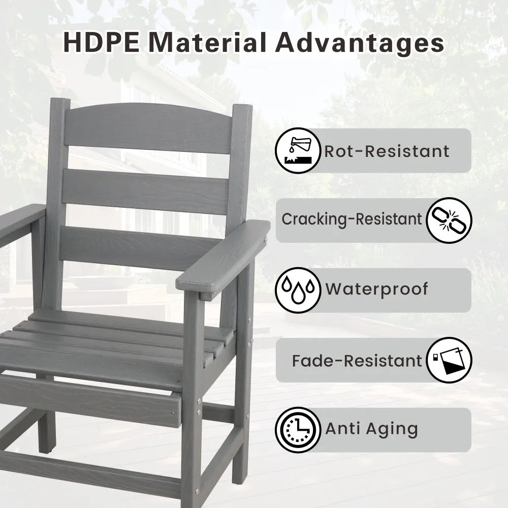 7 Piece HDPE Patio Outdoor Furniture Set for 6 with 51 Inch Dining Table and Chairs
