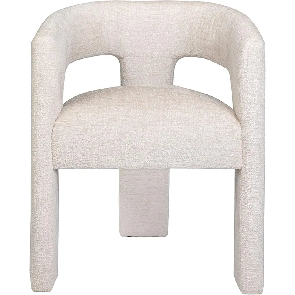 Jofran Gwen Modern Luxury Jacquard Fabric Upholstered Accent Sculpture Dining Armchair Natural