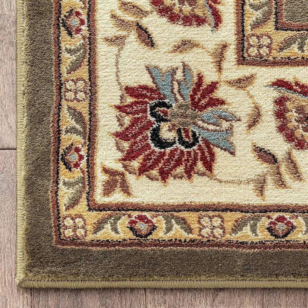 Timel Collection Abbasi Green 2X7 Runner Luxurious Oriental Traditional Area Rug Perfect For Living Room Bedroom Or Dining Room