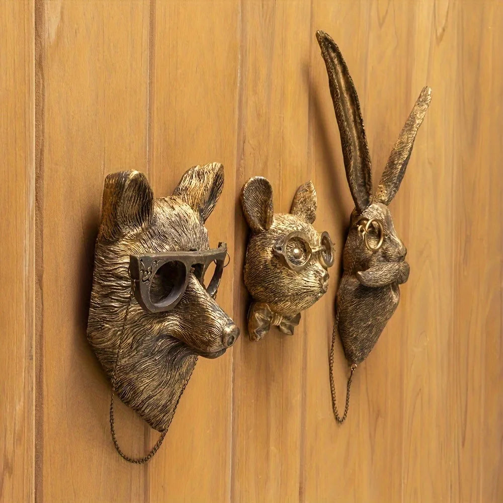 Large/small Sizes Decor Wall Art Decor Deer Head Wall Hanging Home Decor Bronzed Resin Animal Hanging Sculpture Animal Head