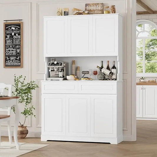 74 Inch Tall Kitchen Pantry Cabinet with 6 Doors and 2 Drawers Modern Kitchen Cupboard