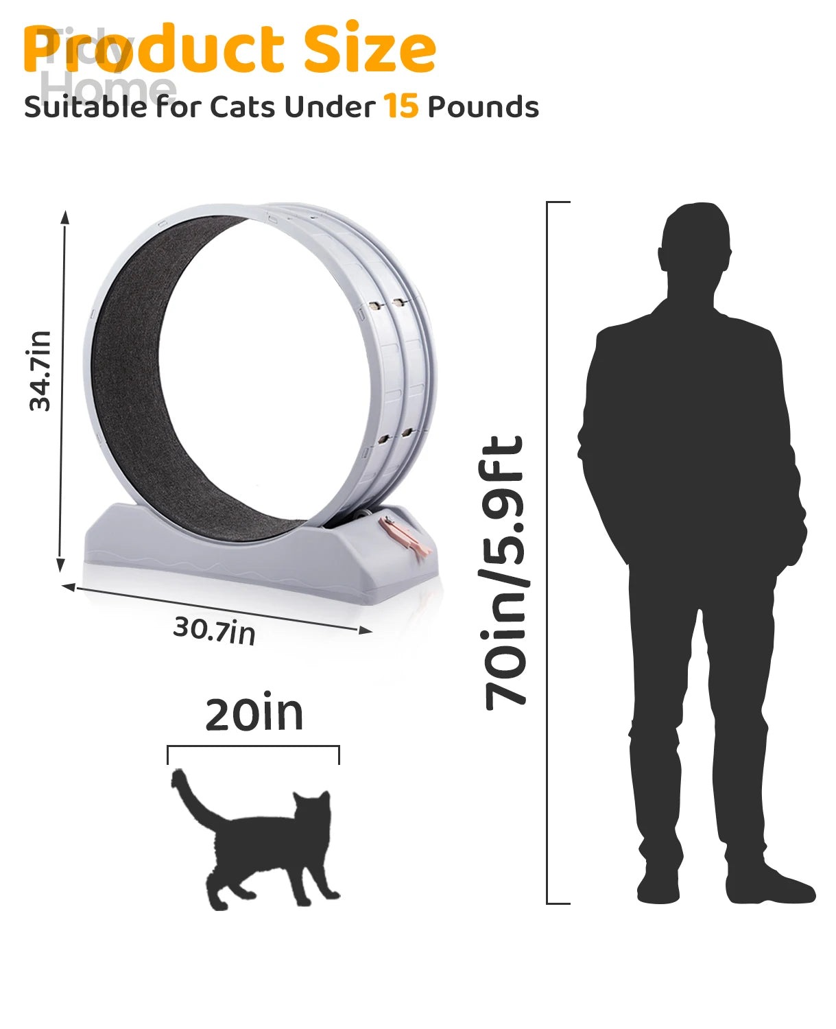 Cat Exercise Wheel, 31 inch Cat Wheels for Indoor Cats,Plastic Cat Running Wheel for Cats Daily Exercise and Weight Loss, Gray
