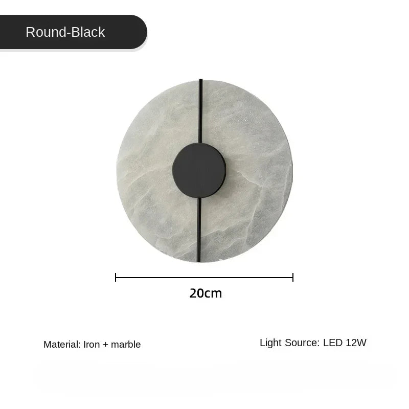 Modern Creative Marble Wall Lamp Alabaster Moon Gold Copper Indoor Decoration LED Sconce Round Design for Living Room Bedroom Foyer Study