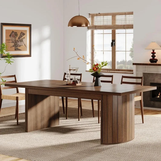 78.7 Inch Extra Long Dining Table for 6 to 8 People Large Farmhouse Kitchen Table with Wooden Tabletop