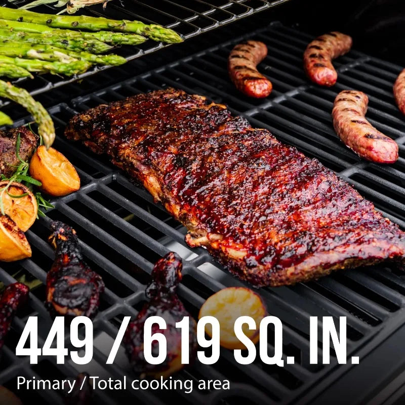 Expert Grill 4 Burner Propane Gas Grill with Side Burner in Blue for Outdoor Cooking and BBQ