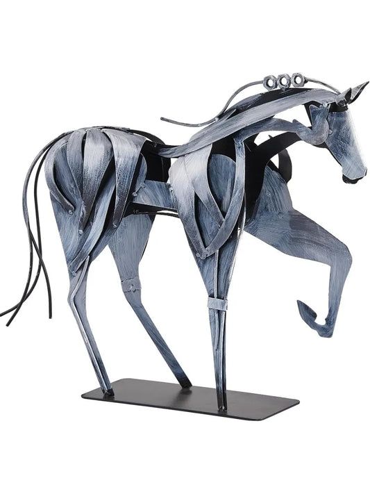 Horse Statue-Unique Rustic Decor for Office&Home -Hand-Painted Metal Sculpture - Perfect Handicraft Gift for Horse Lovers (Grey)