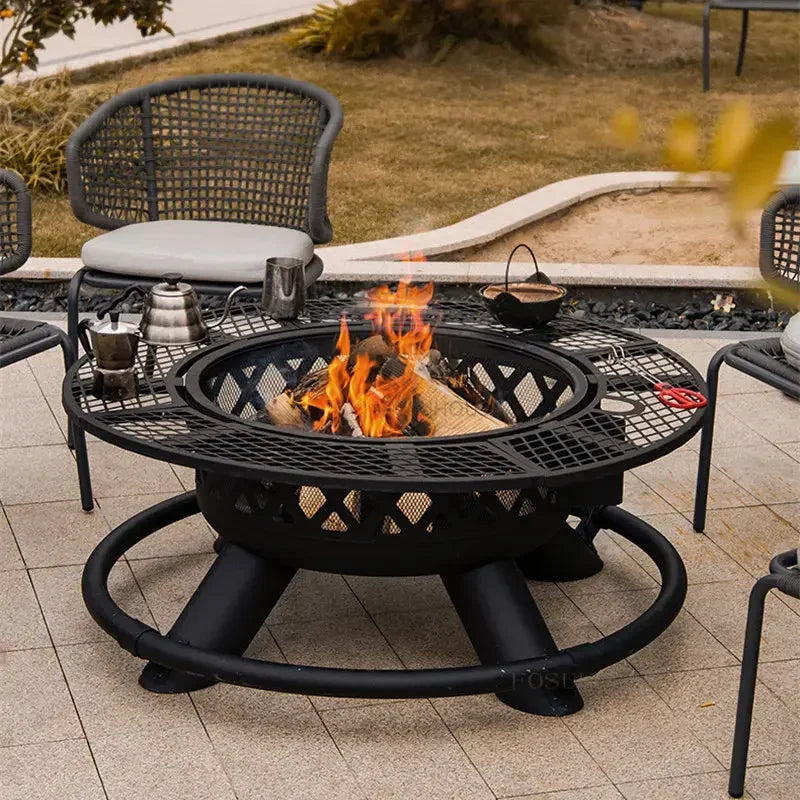 Courtyard Iron Fire Pit Outdoor Heater Charcoal Brazier Creative Multifunction Camping Barbecue