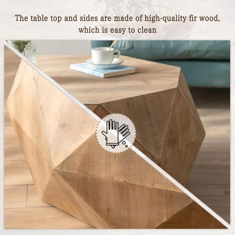 38 Inch Modern Farmhouse Drum Coffee Table American Retro Style for Office Dining Room and Living Room