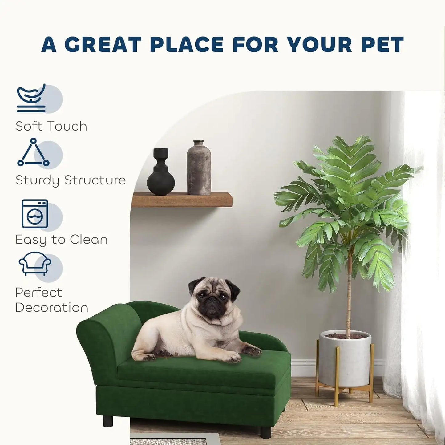 Luxury Fancy Dog Couch with Hidden Storage Small Dog Sofa Bed with Soft Foam Modern Pet Furniture for Puppies