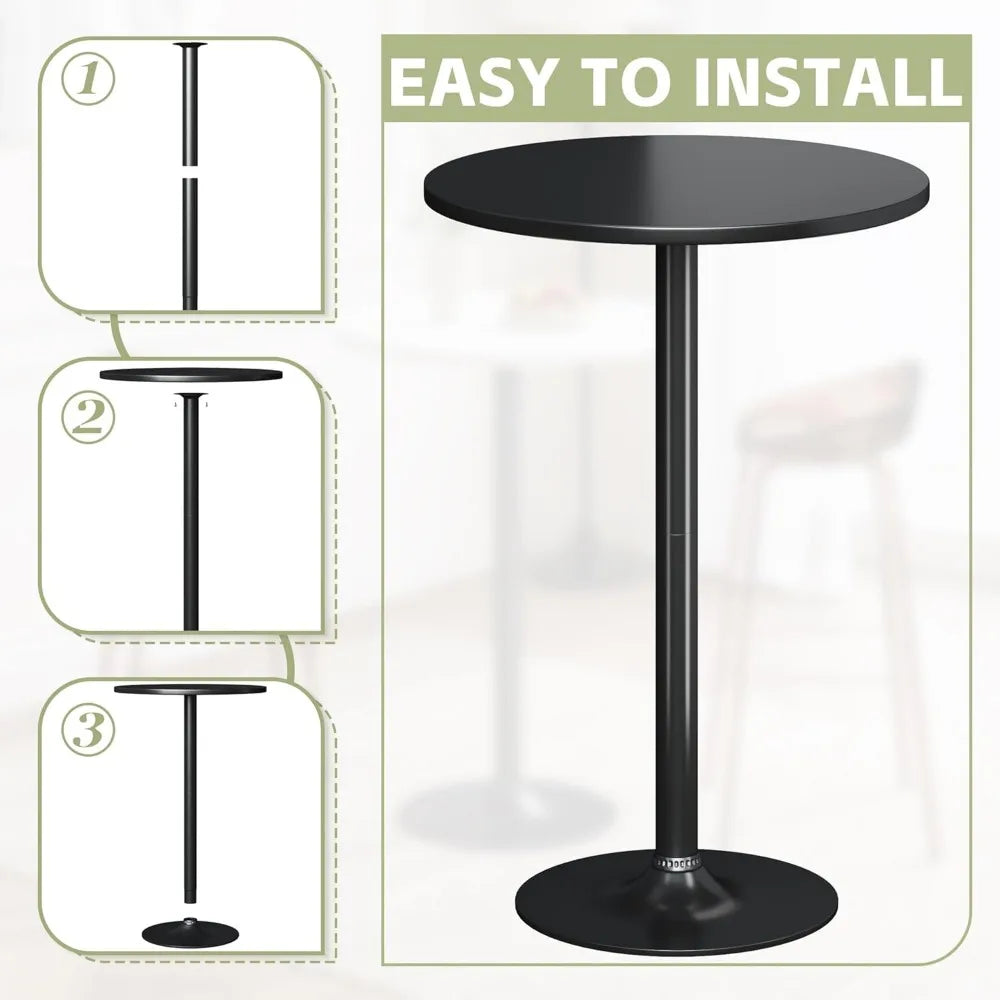 Round Bistro Pub Table 4 Pack Modern Style Metal Base MDF Top Cocktail Bar Height Dining Room Party
