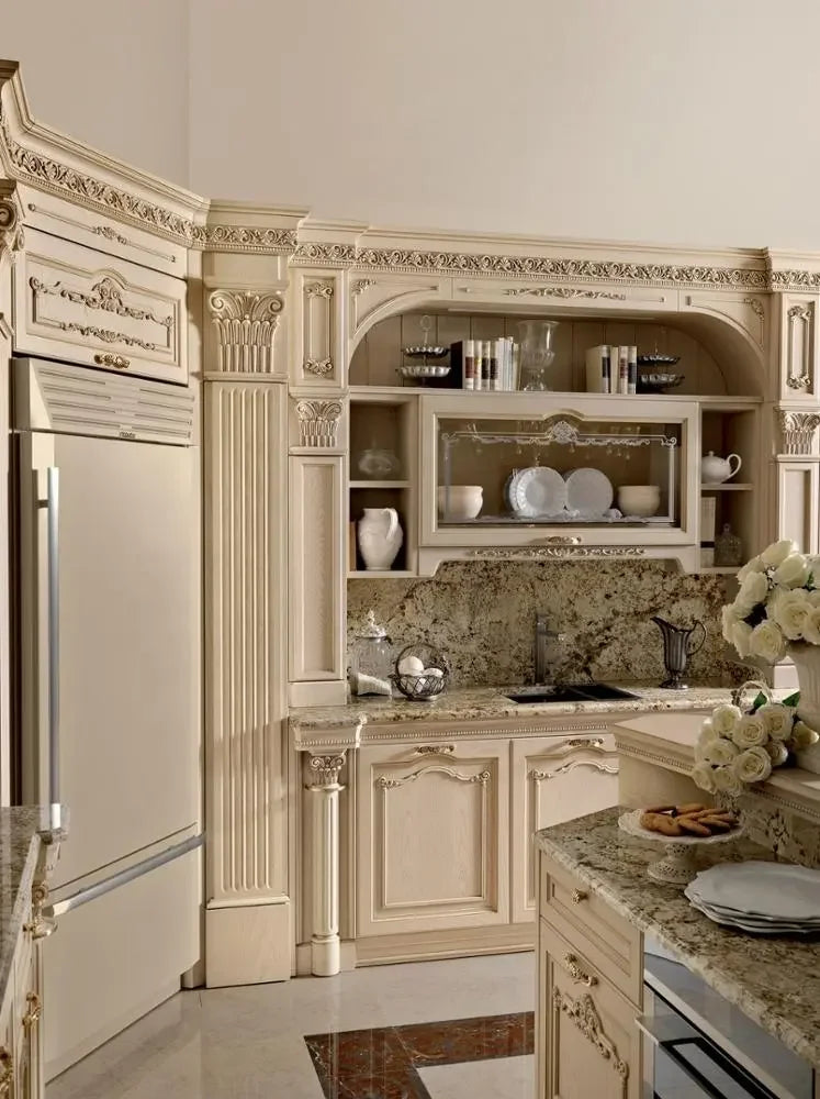Solid Wood Kitchen Furniture Modular Cabinets with Plywood Carcase and Various Accessories