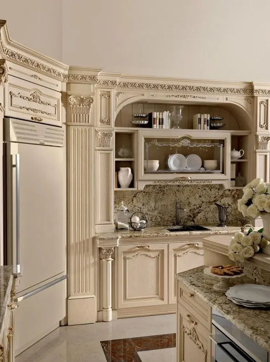 Solid Wood Kitchen Furniture Modular Cabinets with Plywood Carcase and Various Accessories