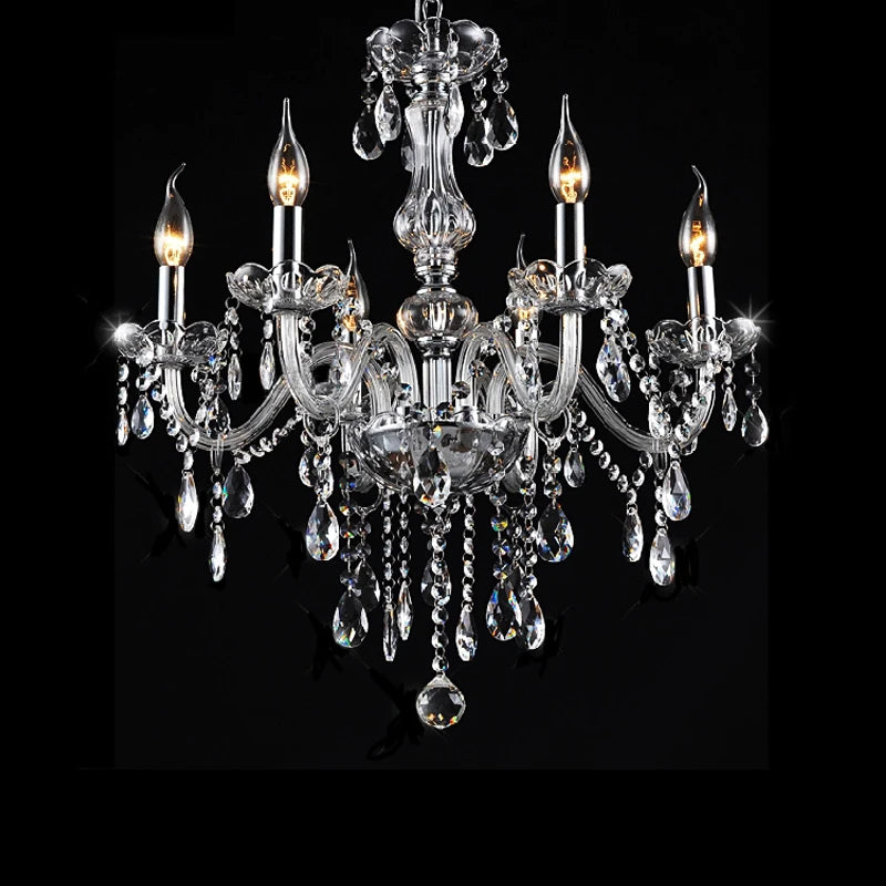 6 Lights Tassels Chandelier Classic 6 Arms Crystal Lustre Ceiling Light Lamp for Dining Living Room Bedroom