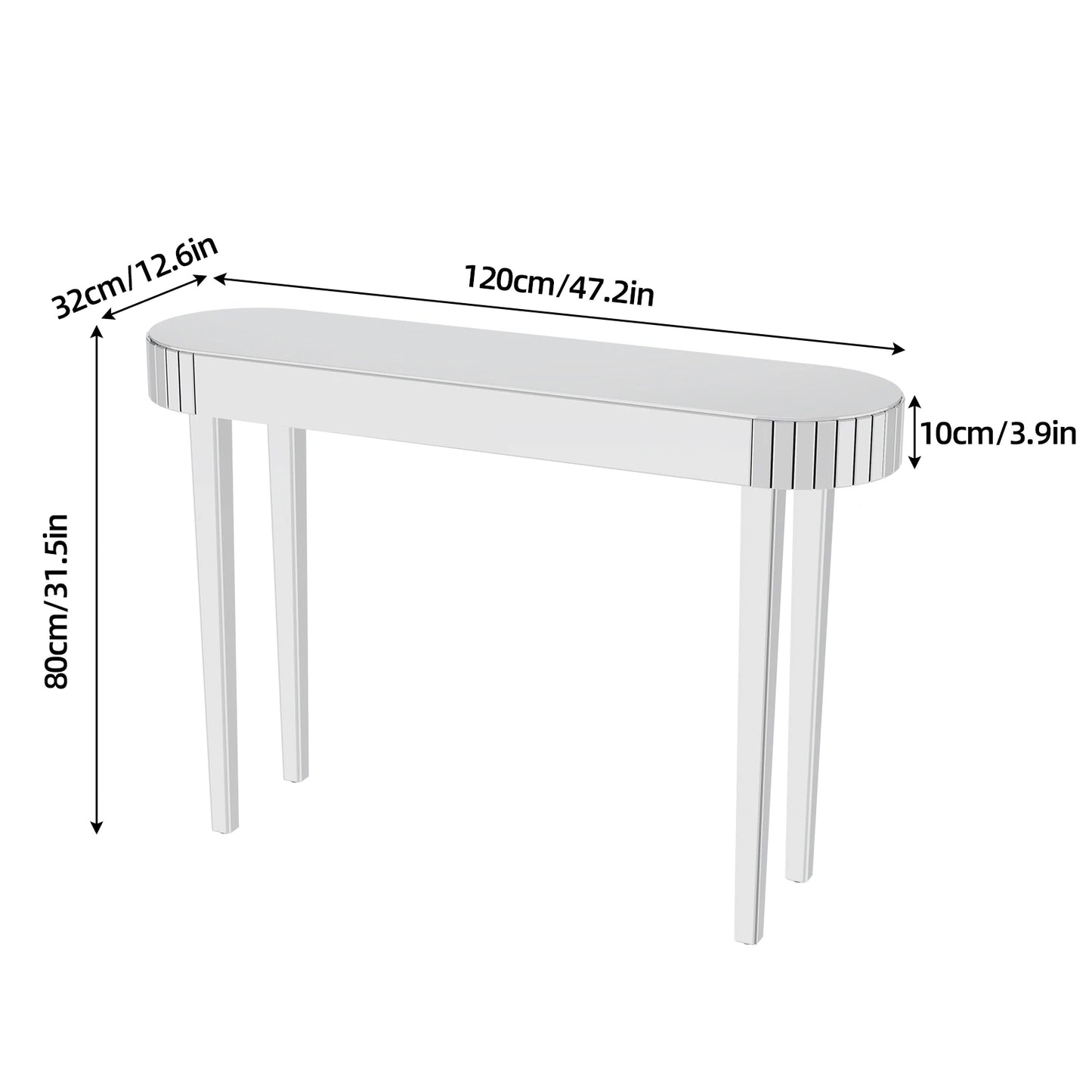Ultra Long Silver Mirrored Entry Console Table Vanity Table Versatile Furniture for Bedroom Hall Display Desk