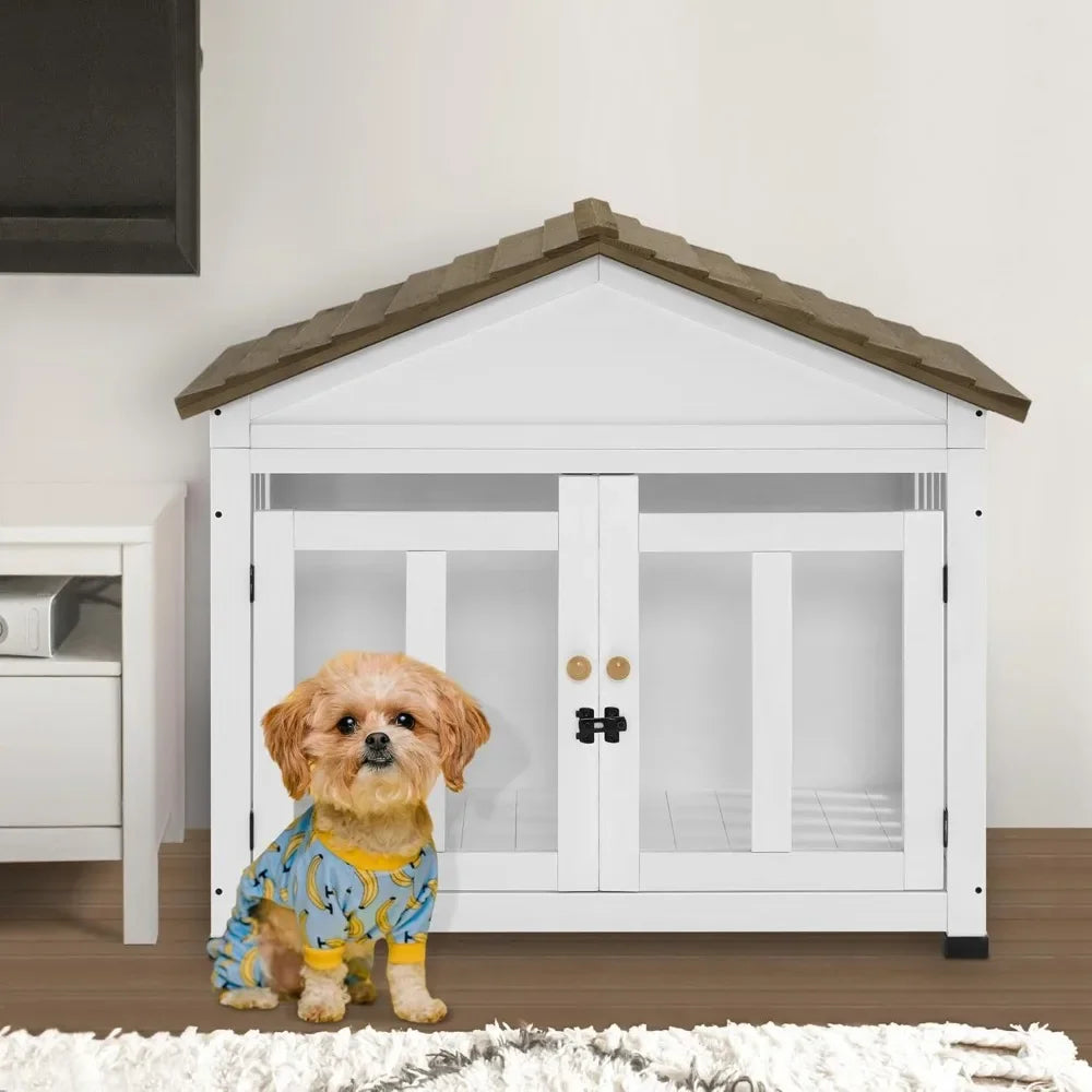 Wooden Dog House Furniture Solid Wood Pet Kennel Indoor for Small and Medium Dogs