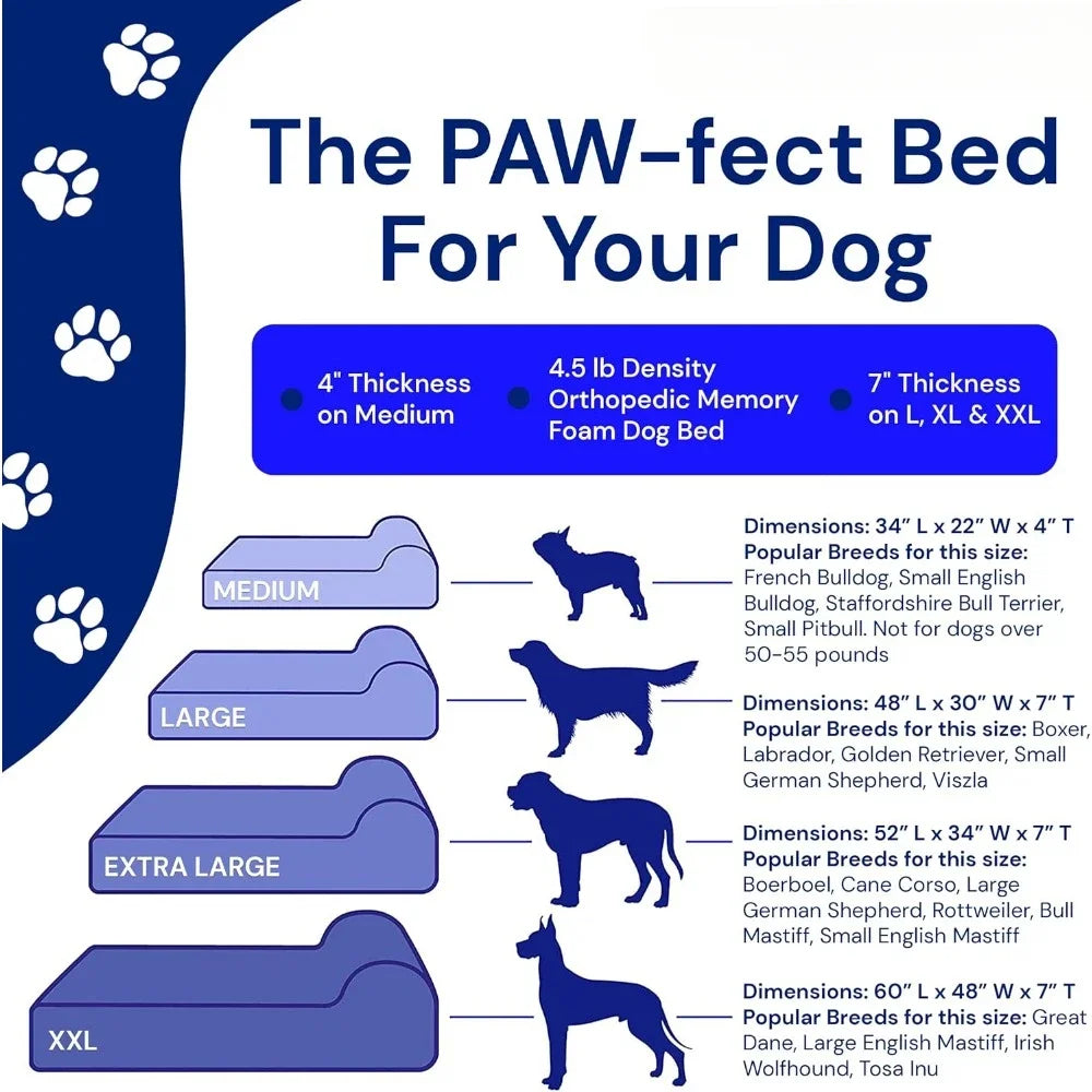 Orthopedic Dog Bed Memory Foam Dog Bed for Arthritic and Elderly Dogs Machine Washable Dog Bed with Waterproof Liner Large