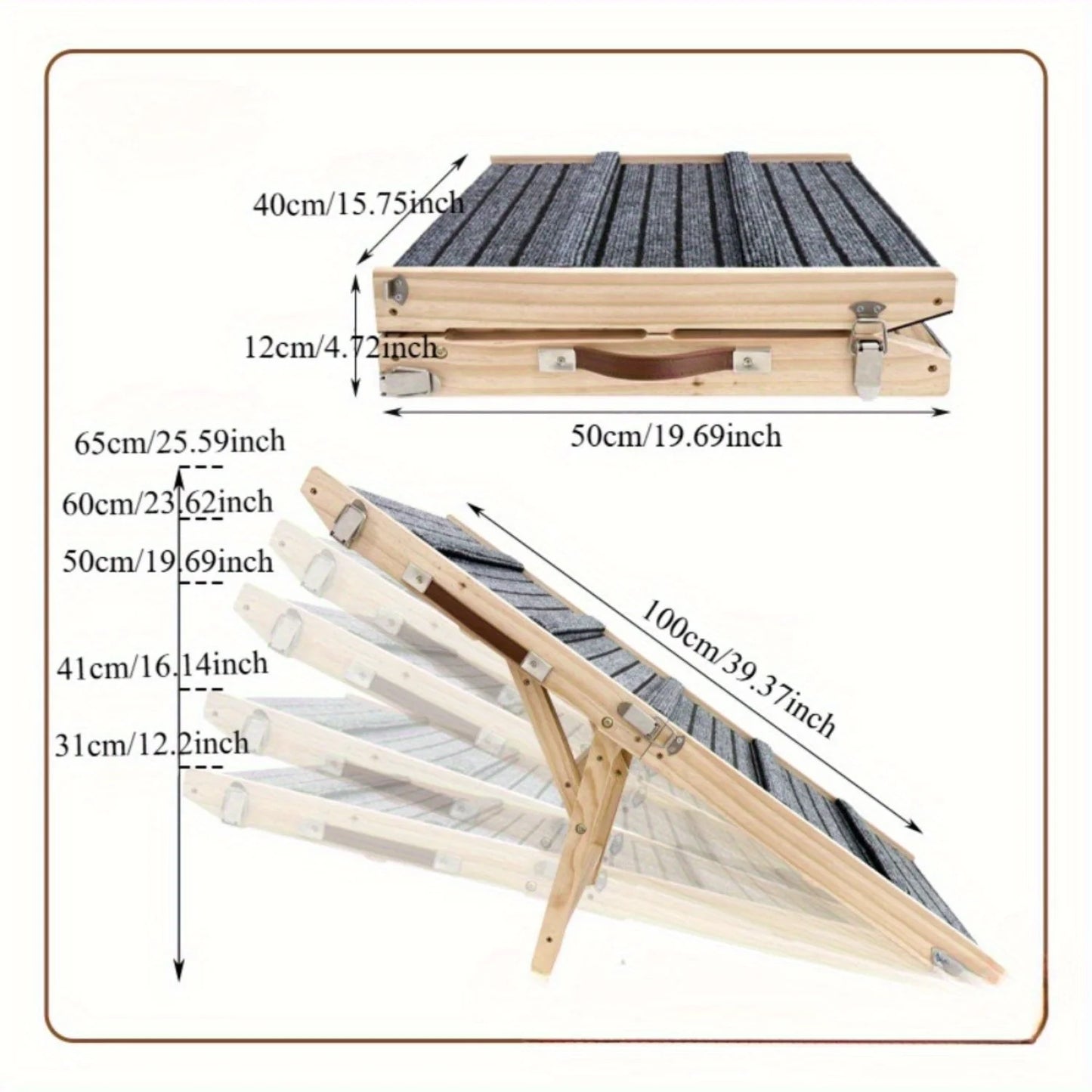 Folding Dog Ramp Four To Five Heights With Non Slip Carpet
