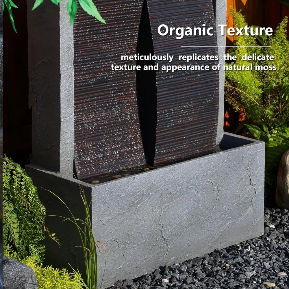 59 Inch Large Modern Curved Fountain With LED Lights For Gardens Courtyards And Floor Standing Waterfall Fountains