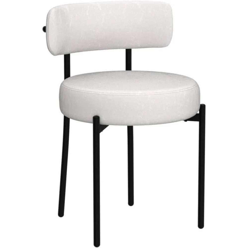 Dining Chairs Set of 6, Modern Dining Room Chairs with Curved Backrest, with Black Metal Legs, Upholstered Kitchen Chairs