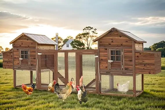 Large Wooden Chicken Coop 160 Inch Outdoor Chicken Cages and Run with Nesting Boxes for 2 to 8 Chickens Hen Run Poultry Pet House