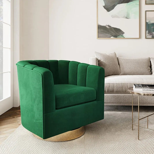 Swivel Accent Chair Wide Modern Upholstered Armchair 360 Degree Swivel Comfy Single Sofa Side Chair for Living Room Bedroom