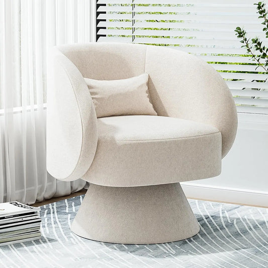 Swivel Barrel Chair Upholstered Cuddle Accent Swivel Chairs for Living Room Comfy 360 Degree Modern Small Round Sofa Swivel