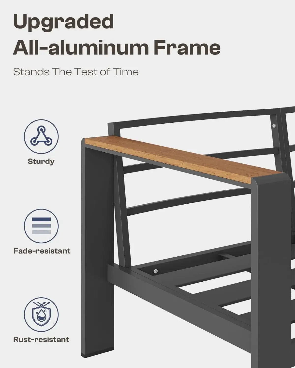 Aluminum Outdoor Patio Furniture Set with Coffee Table Conversation Sets Patio Sectional Set for Porch Balcony Deck Gray