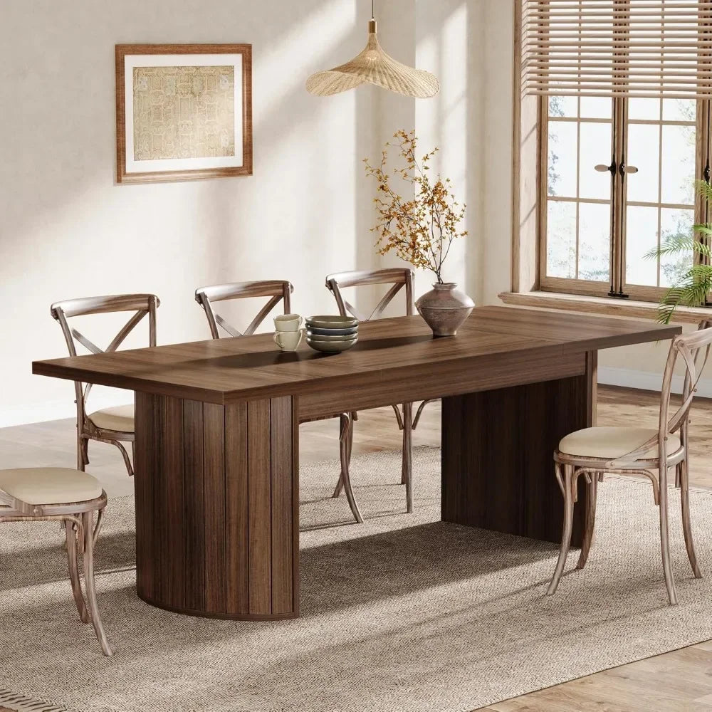 78.7 Inch Extra Long Dining Table for 6 to 8 People Large Farmhouse Kitchen Table with Wooden Tabletop