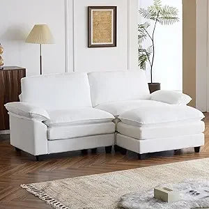 Modular Deep Seat Sectional Sofa with Ottoman Corduroy Sleeper Sofa Comfy Upholstered Furniture for Living Room