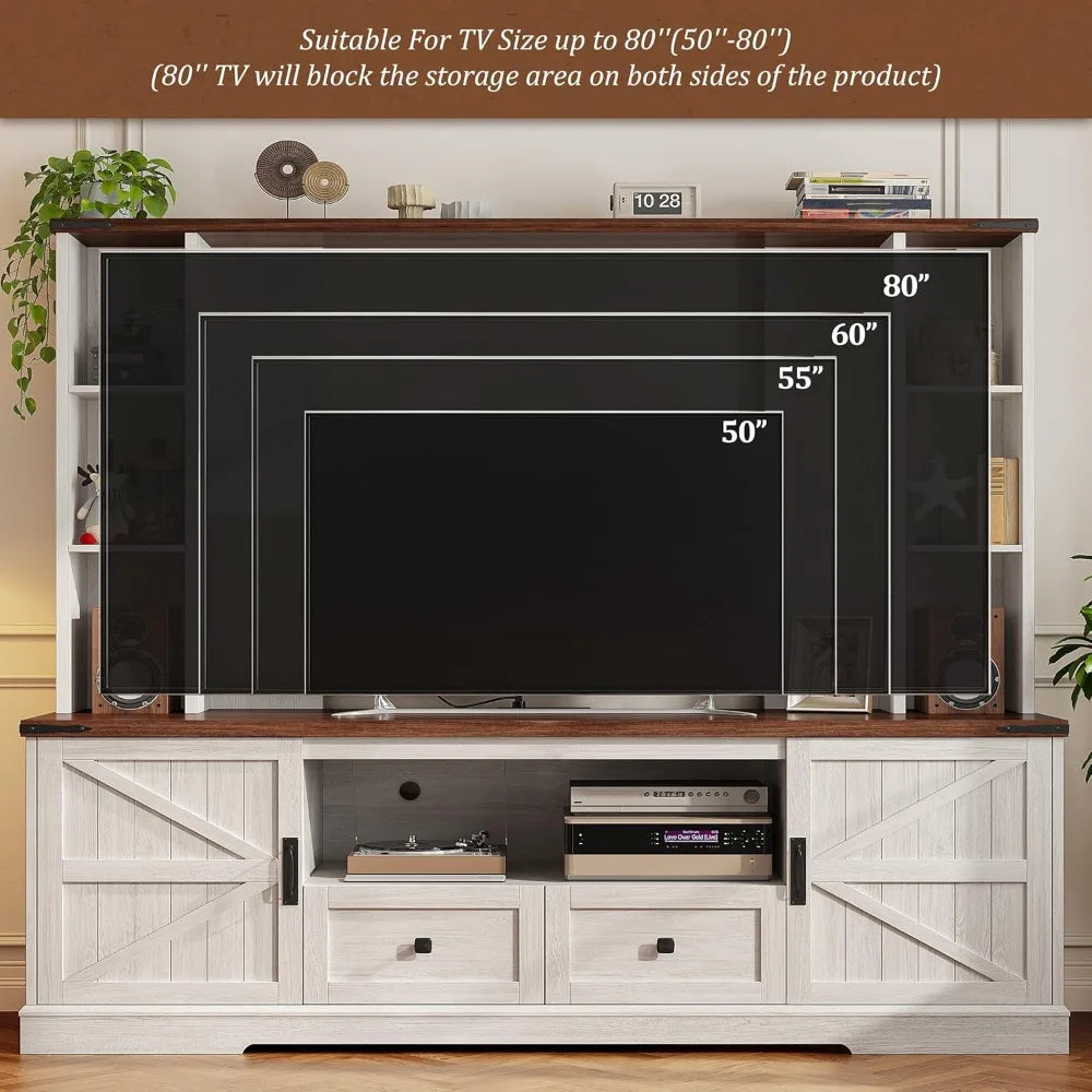 Wood TV Stand, TV Stands for Living Room Up to 65'',Wall Unit Entertainment Center with Ample Storage Space and Adjustab