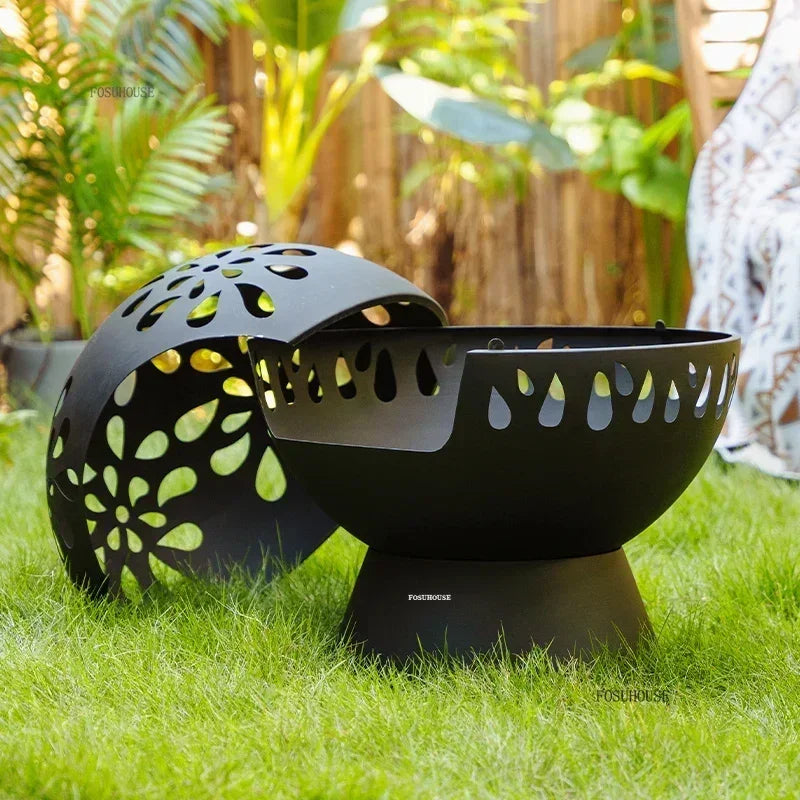 Nordic Multi Purpose Fire Pits for Villa Courtyard Garden Portable Outdoor Heater Round Fire Stove