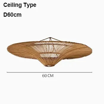 Vintage LED Pendant Light Nordic Umbrella Handmade Rattan Lamp for Living Room Bedroom Dining Room Table