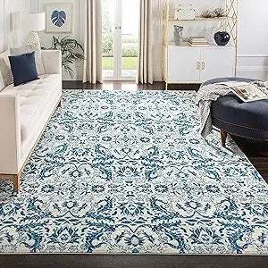 Evoke Collection Area Rug 9 x 12 Ivory and Gold Shabby Chic Oriental Design Non Shedding and Easy Care Ideal for High Traffic Areas