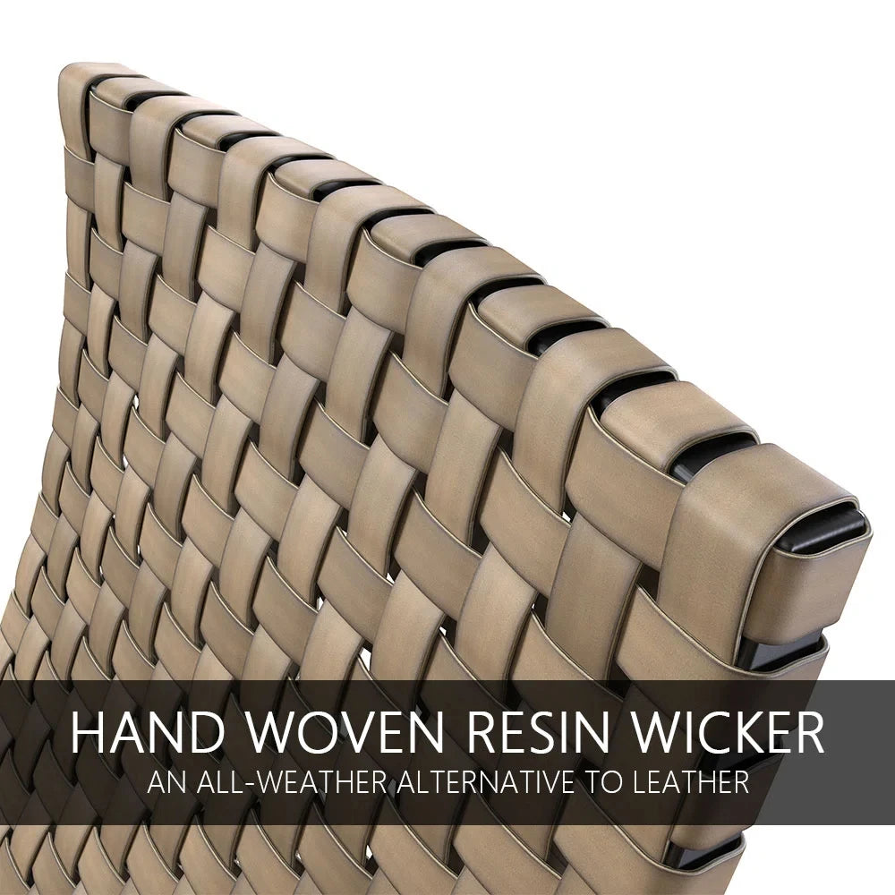 3 Piece Leather Texture Wicker Patio Chairs Foldable Balcony Furniture Set with Outdoor Lounge Seating and Side Table