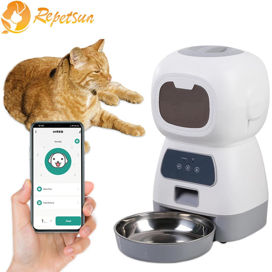 3.5L Automatic Pet Feeder For Cats WiFi Smart Dog Feeder With Voice Recorder Large Capacity Timing Cat Food Dispenser
